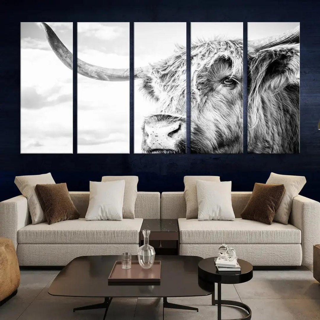 Scottish Highland Cow to Your Farmhouse with Our Wall Art Canvas Print Rustic Cozy Decor