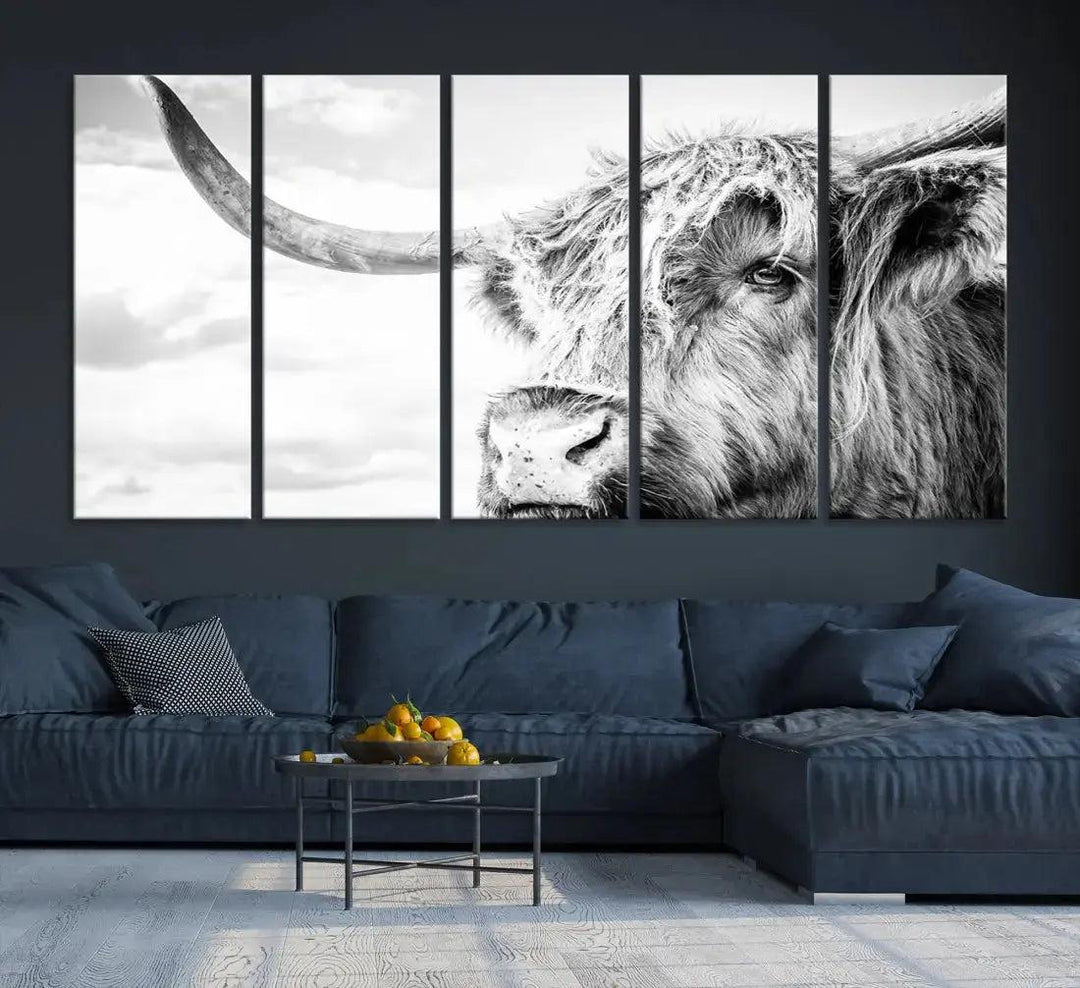 Scottish Highland Cow to Your Farmhouse with Our Wall Art Canvas Print Rustic Cozy Decor