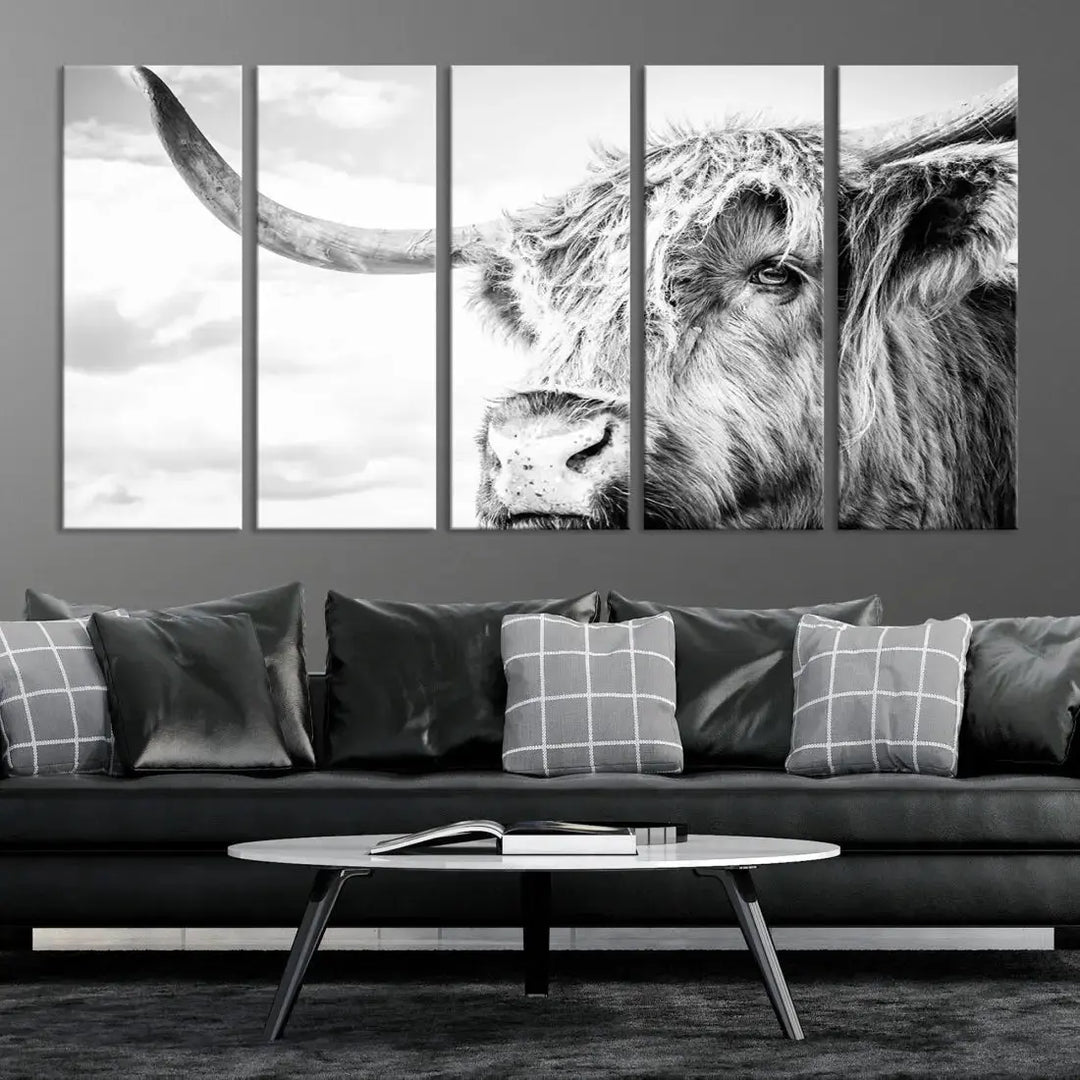 Scottish Highland Cow to Your Farmhouse with Our Wall Art Canvas Print Rustic Cozy Decor