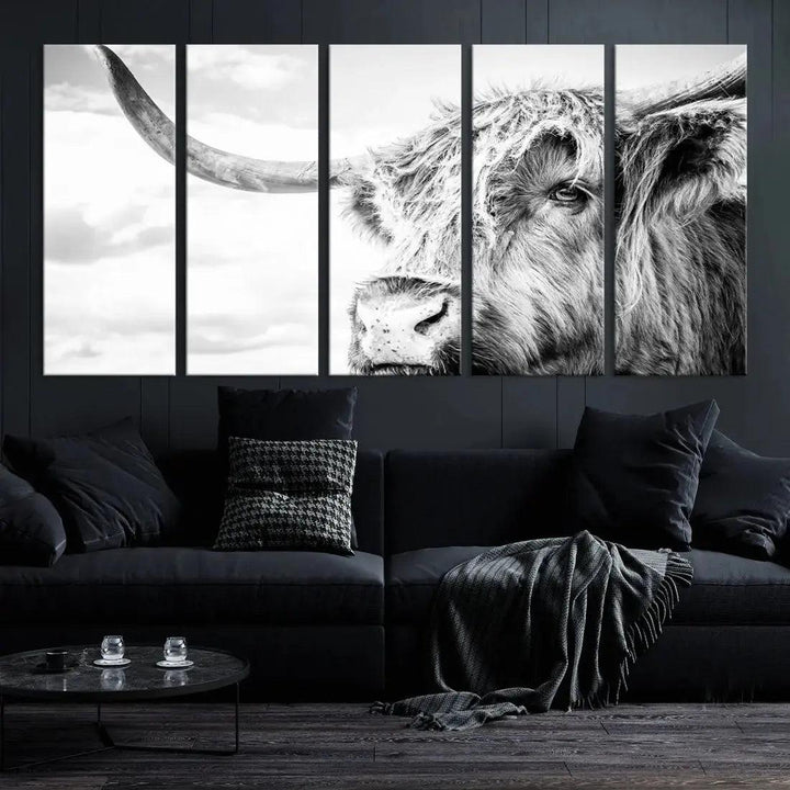 Scottish Highland Cow to Your Farmhouse with Our Wall Art Canvas Print Rustic Cozy Decor