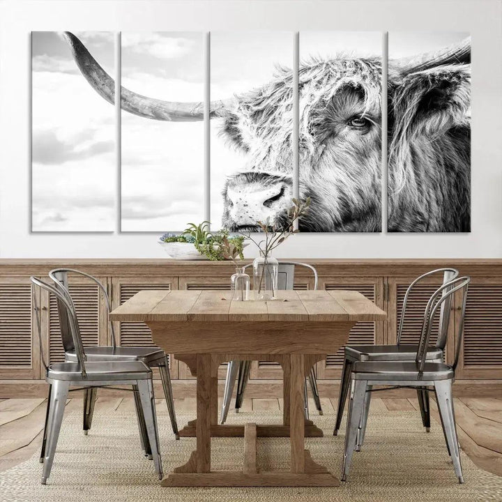 Scottish Highland Cow to Your Farmhouse with Our Wall Art Canvas Print Rustic Cozy Decor