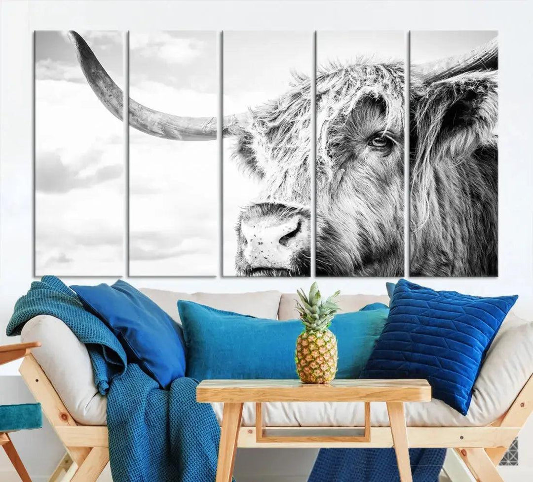 Scottish Highland Cow to Your Farmhouse with Our Wall Art Canvas Print Rustic Cozy Decor