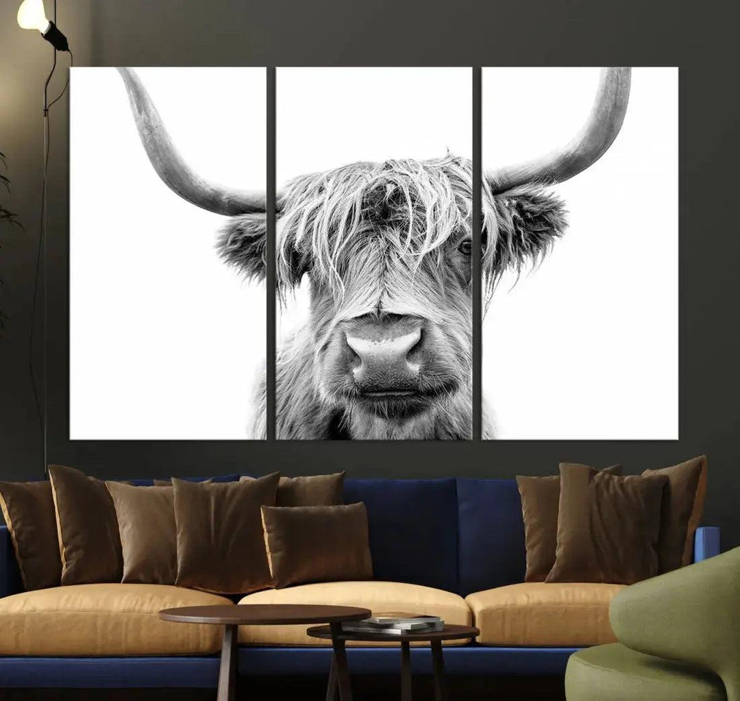 Scottish Highland Cow to Your Farmhouse with Our Wall Art Canvas Print Rustic Decor