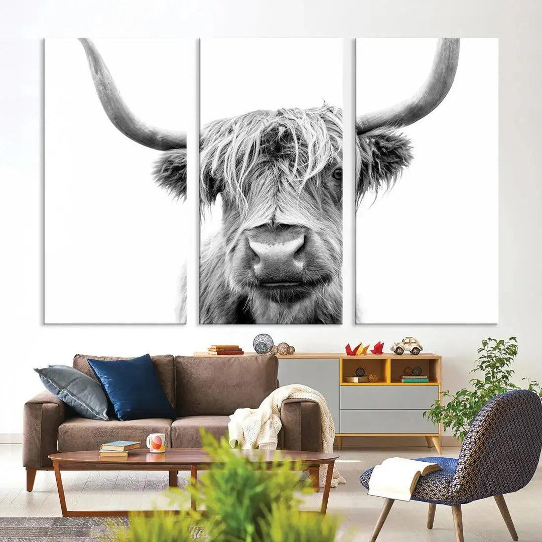 Scottish Highland Cow to Your Farmhouse with Our Wall Art Canvas Print Rustic Decor