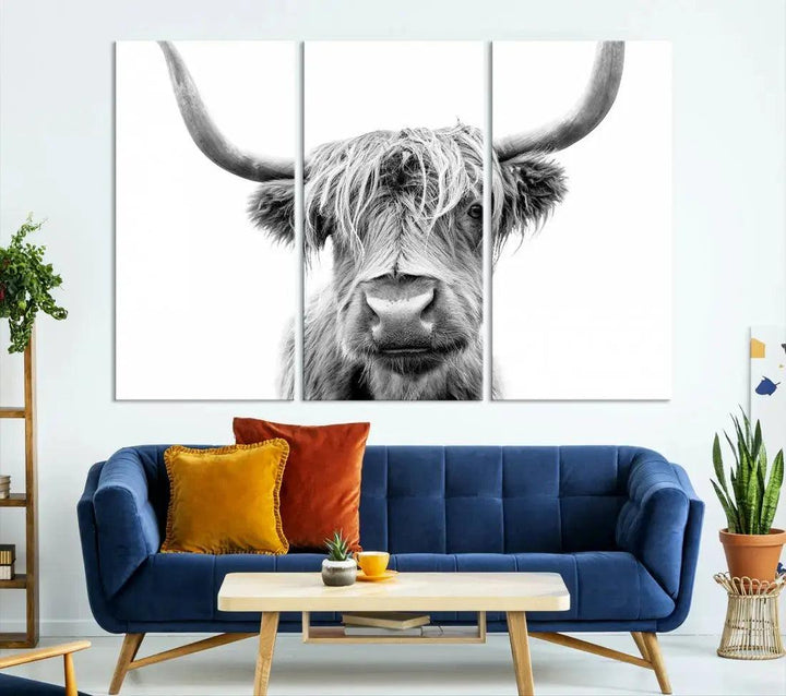 Scottish Highland Cow to Your Farmhouse with Our Wall Art Canvas Print Rustic Decor