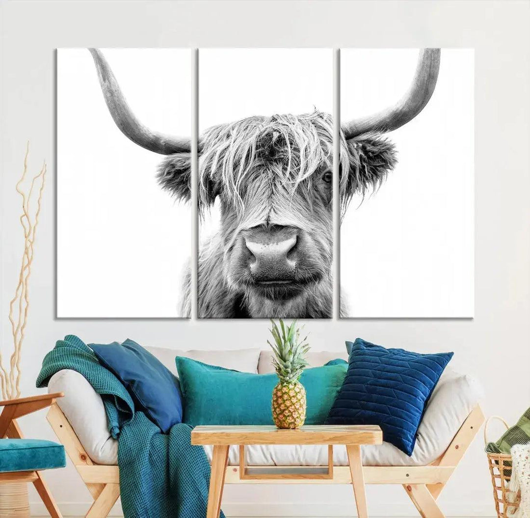 Scottish Highland Cow to Your Farmhouse with Our Wall Art Canvas Print Rustic Decor