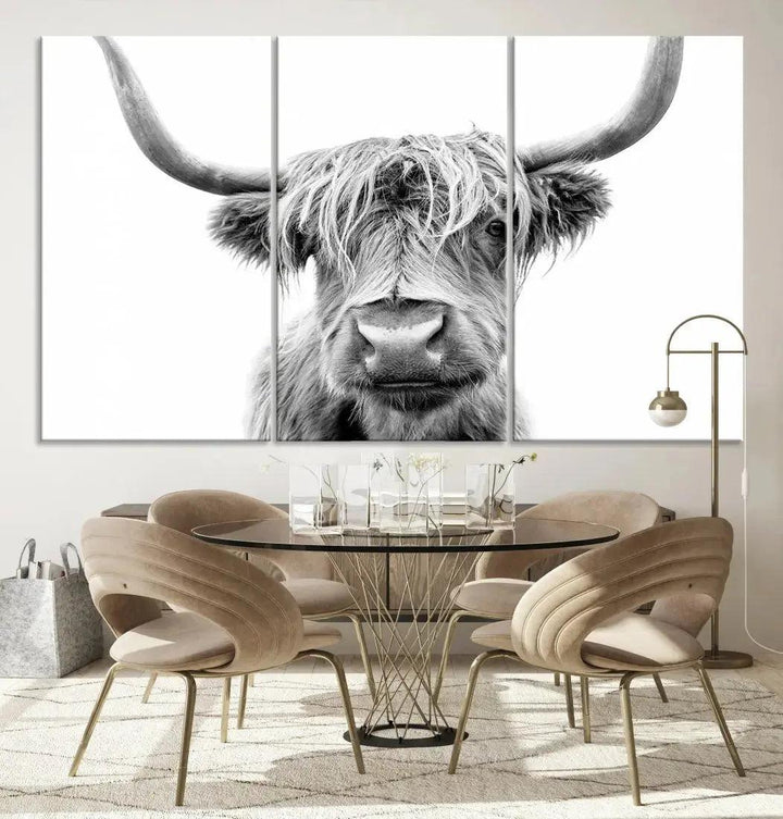 Scottish Highland Cow to Your Farmhouse with Our Wall Art Canvas Print Rustic Decor