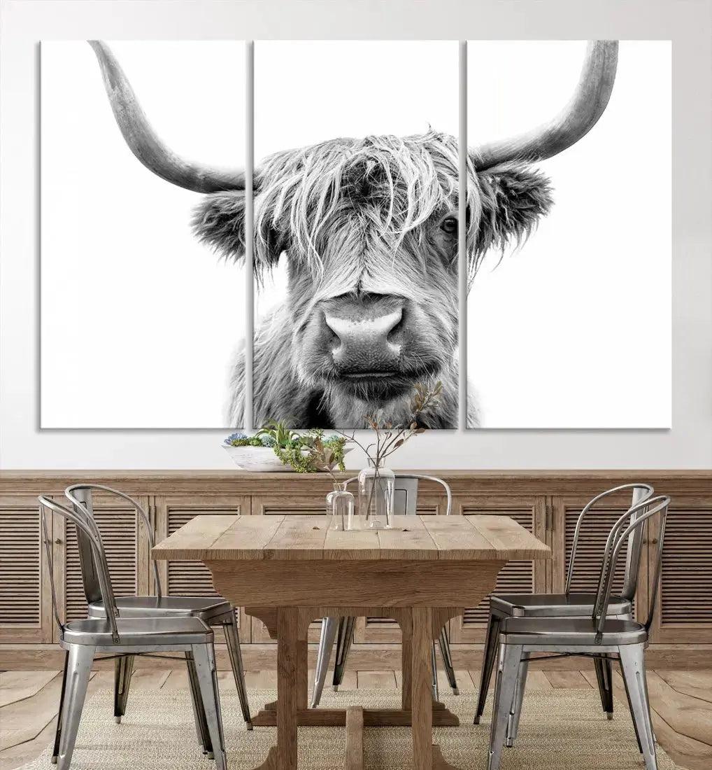 Scottish Highland Cow to Your Farmhouse with Our Wall Art Canvas Print Rustic Decor