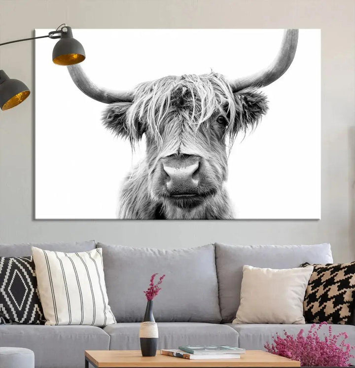 Scottish Highland Cow to Your Farmhouse with Our Wall Art Canvas Print Rustic Decor