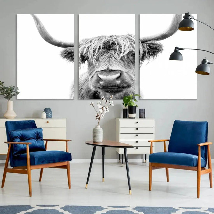 Scottish Highland Cow to Your Farmhouse with Our Wall Art Canvas Print Rustic Decor