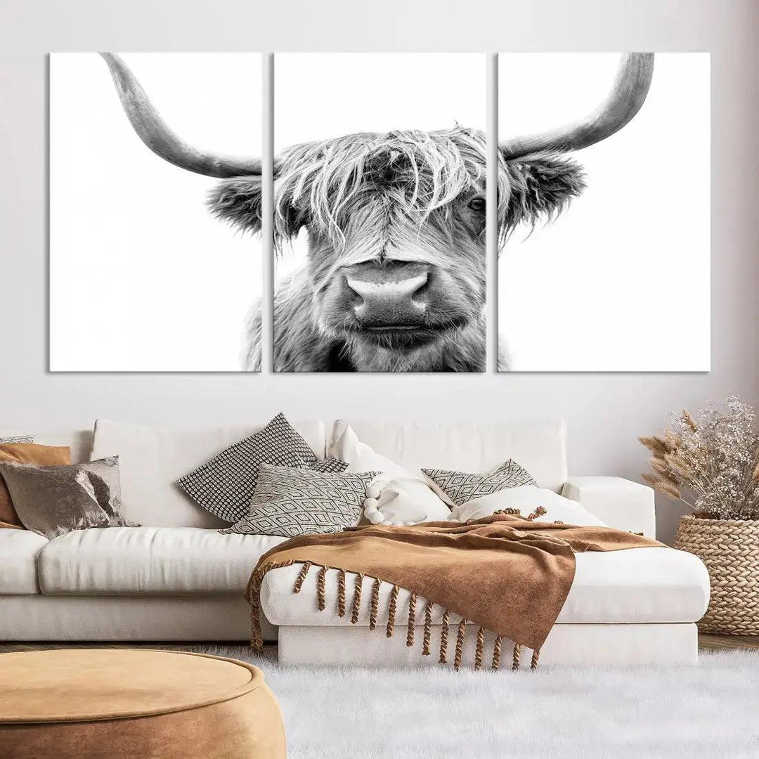 Scottish Highland Cow to Your Farmhouse with Our Wall Art Canvas Print Rustic Decor