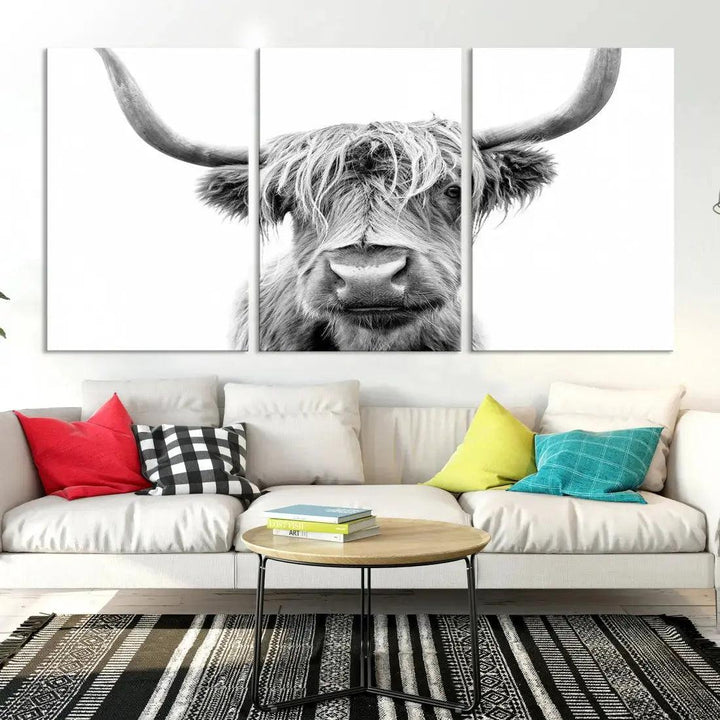 Scottish Highland Cow to Your Farmhouse with Our Wall Art Canvas Print Rustic Decor