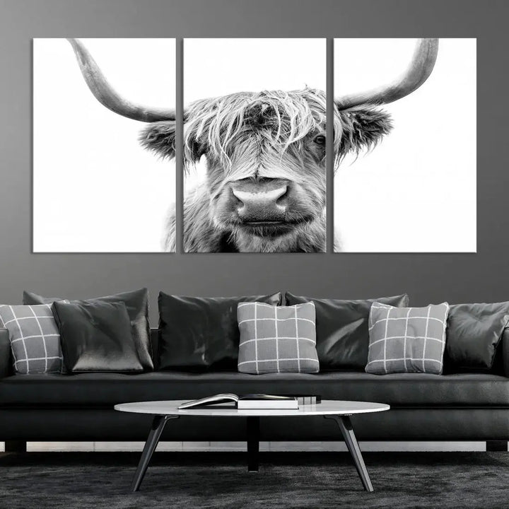 Scottish Highland Cow to Your Farmhouse with Our Wall Art Canvas Print Rustic Decor