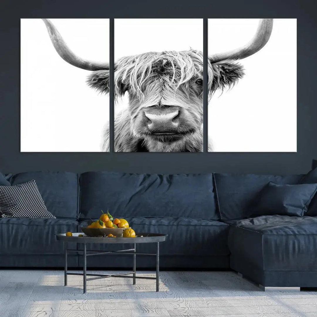 Scottish Highland Cow to Your Farmhouse with Our Wall Art Canvas Print Rustic Decor