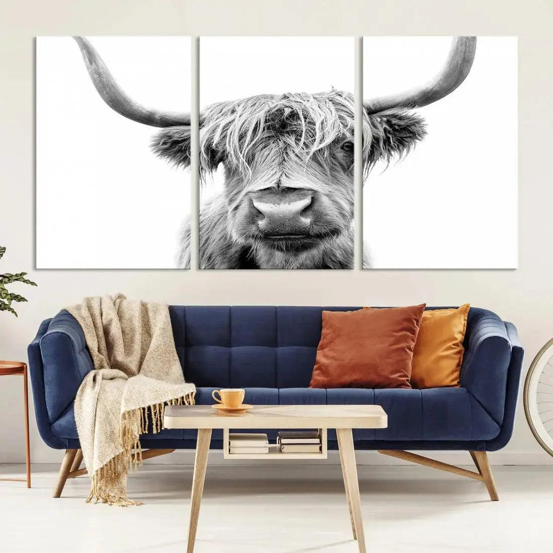 Scottish Highland Cow to Your Farmhouse with Our Wall Art Canvas Print Rustic Decor