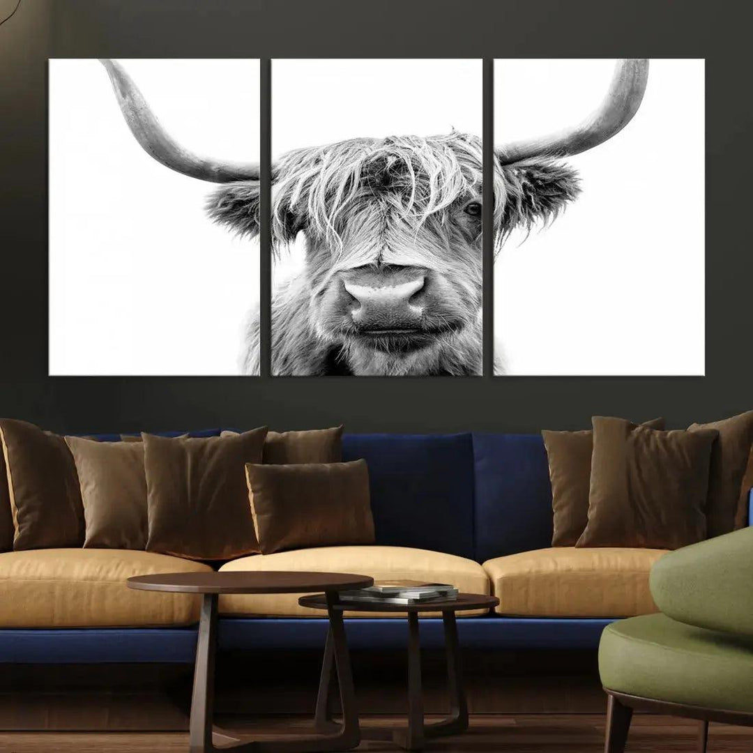 Scottish Highland Cow to Your Farmhouse with Our Wall Art Canvas Print Rustic Decor