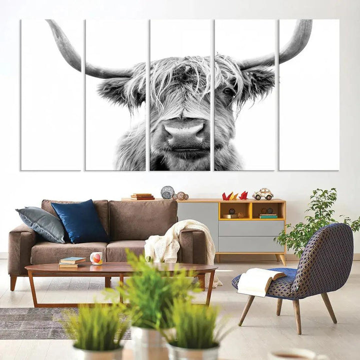 Scottish Highland Cow to Your Farmhouse with Our Wall Art Canvas Print Rustic Decor