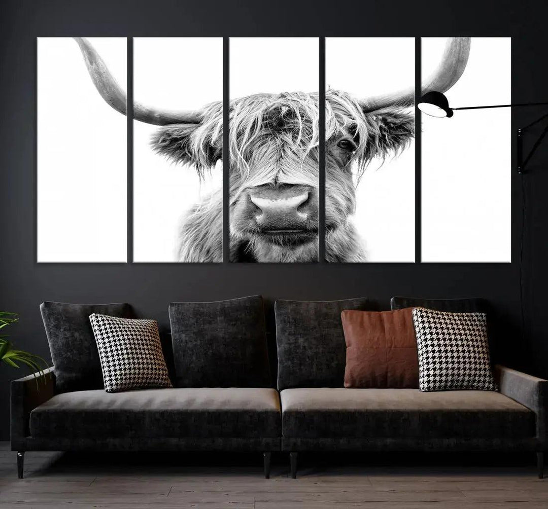 Scottish Highland Cow to Your Farmhouse with Our Wall Art Canvas Print Rustic Decor