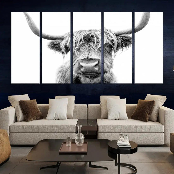 Scottish Highland Cow to Your Farmhouse with Our Wall Art Canvas Print Rustic Decor