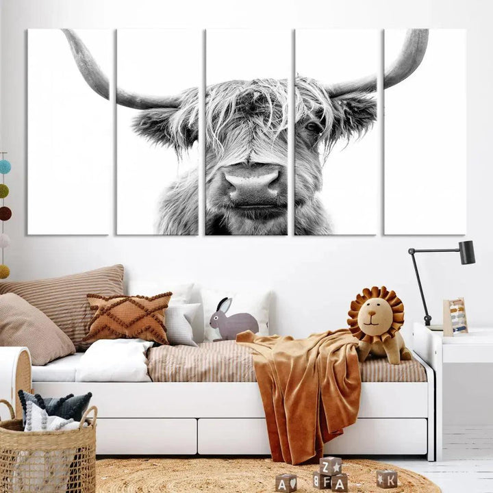 Scottish Highland Cow to Your Farmhouse with Our Wall Art Canvas Print Rustic Decor