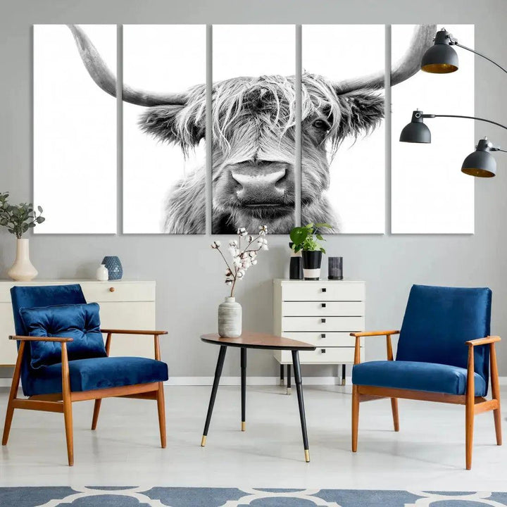 Scottish Highland Cow to Your Farmhouse with Our Wall Art Canvas Print Rustic Decor