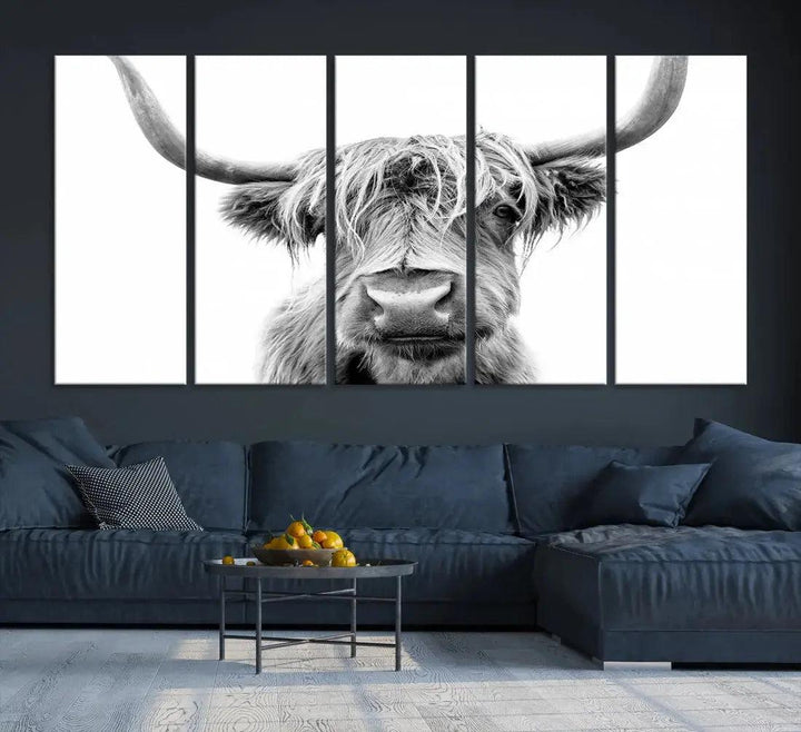 Scottish Highland Cow to Your Farmhouse with Our Wall Art Canvas Print Rustic Decor