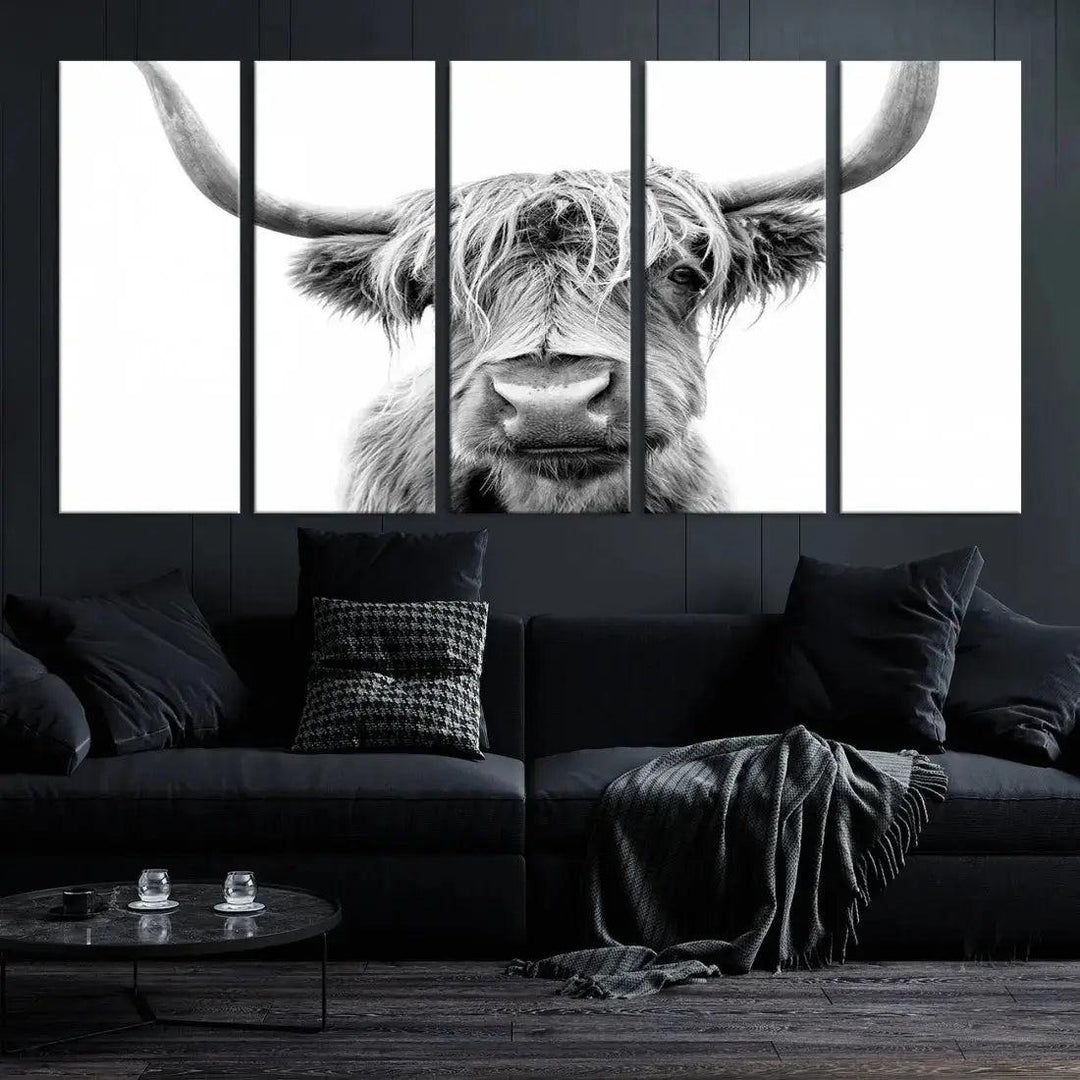 Scottish Highland Cow to Your Farmhouse with Our Wall Art Canvas Print Rustic Decor