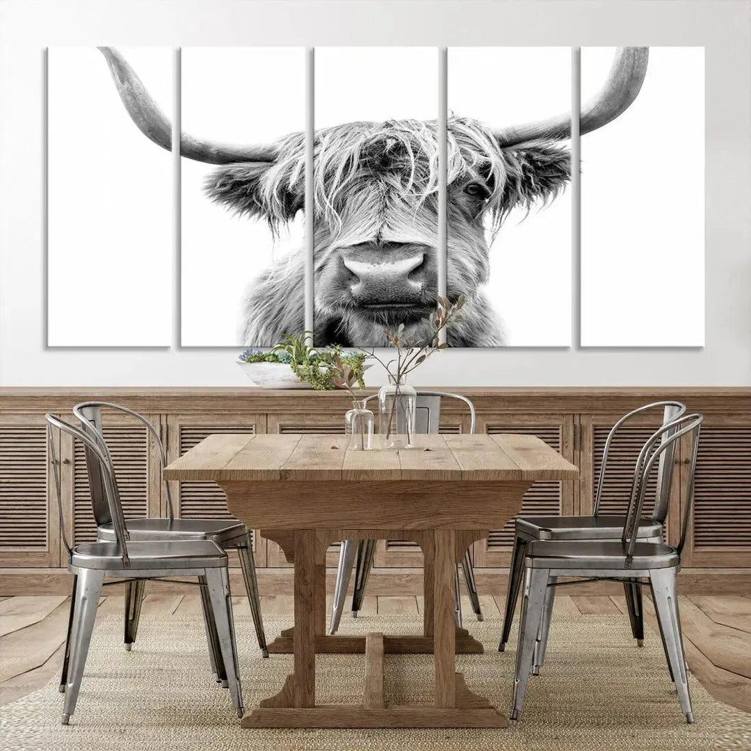 Scottish Highland Cow to Your Farmhouse with Our Wall Art Canvas Print Rustic Decor