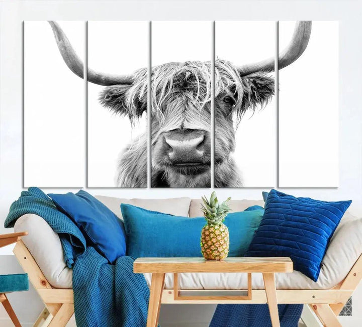 Scottish Highland Cow to Your Farmhouse with Our Wall Art Canvas Print Rustic Decor