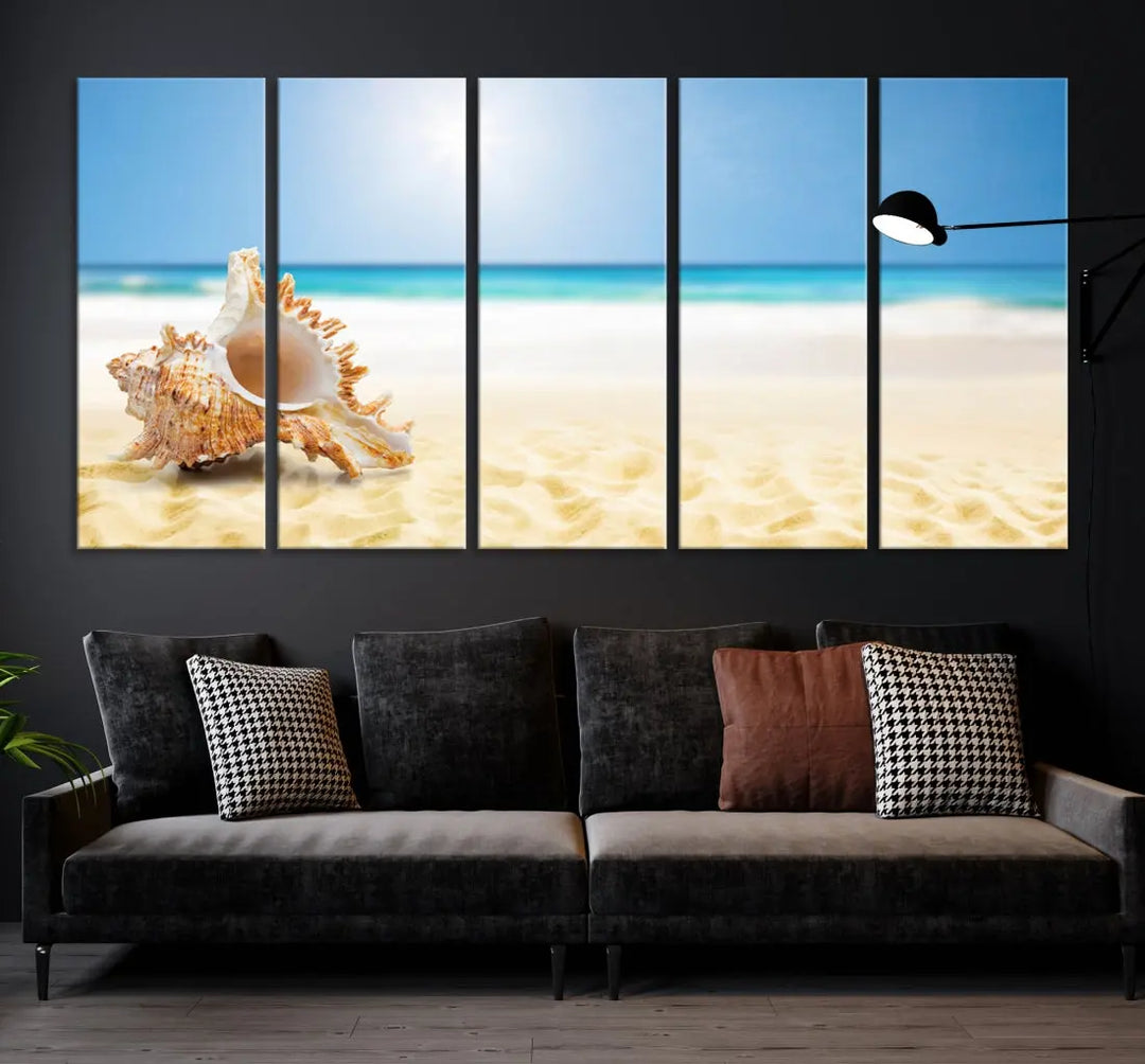 Seashell on Maldives Beach Wall Art Canvas Print Nautical Ocean Printing