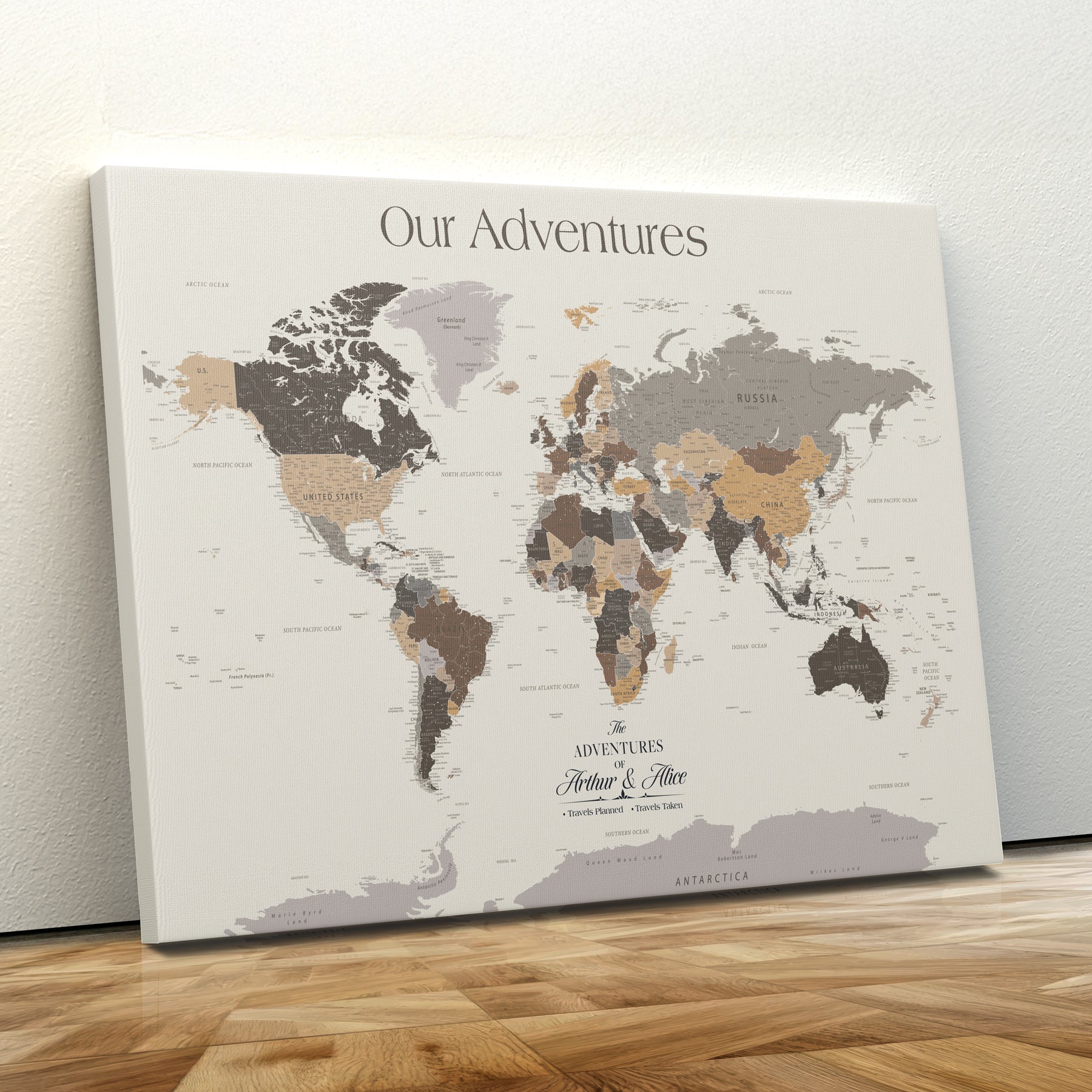 45566494-MGV-CV-36X24-Framed Personalized World Map Push Pin Custom Travel Memory Gift Anniversary Canvas Wall Art for Couple Family Explorer Decor