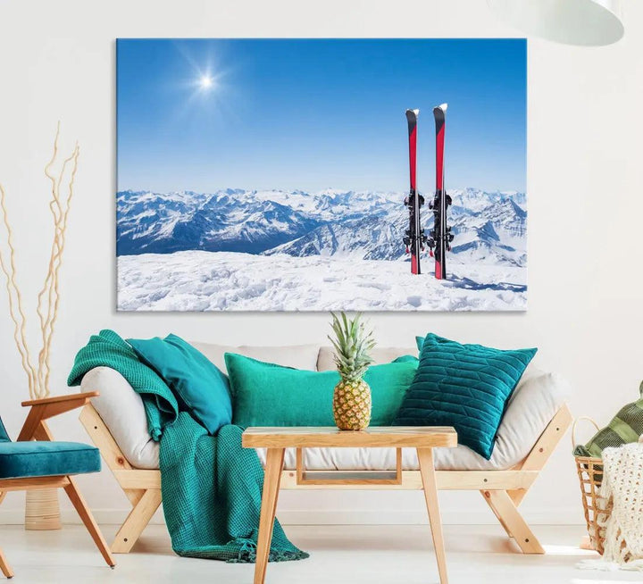 Ski Season Snow Mountain Giclee Canvas Extra Large Wall Art Print