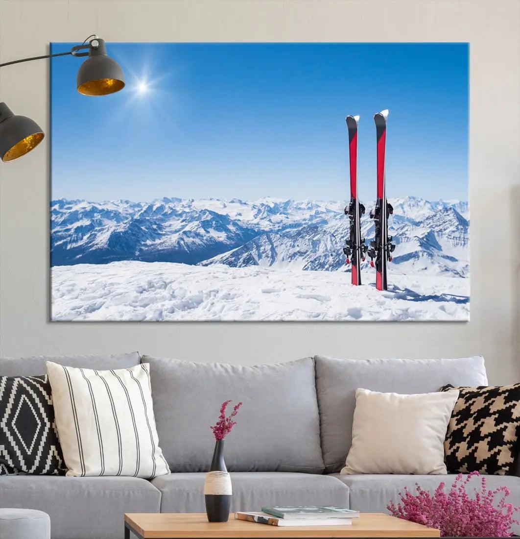 Ski Season Snow Mountain Giclee Canvas Extra Large Wall Art Print