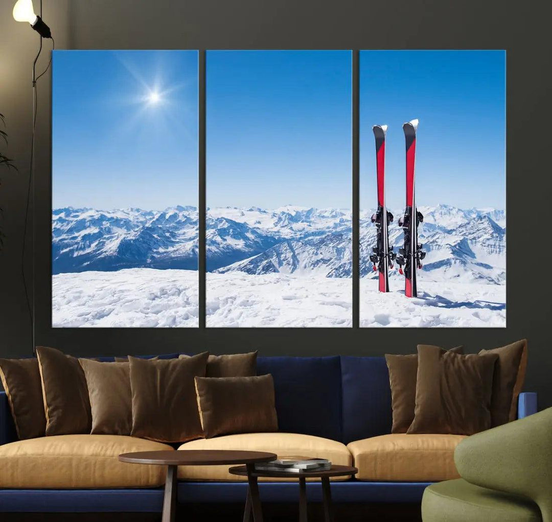 Ski Season Snow Mountain Giclee Canvas Extra Large Wall Art Print