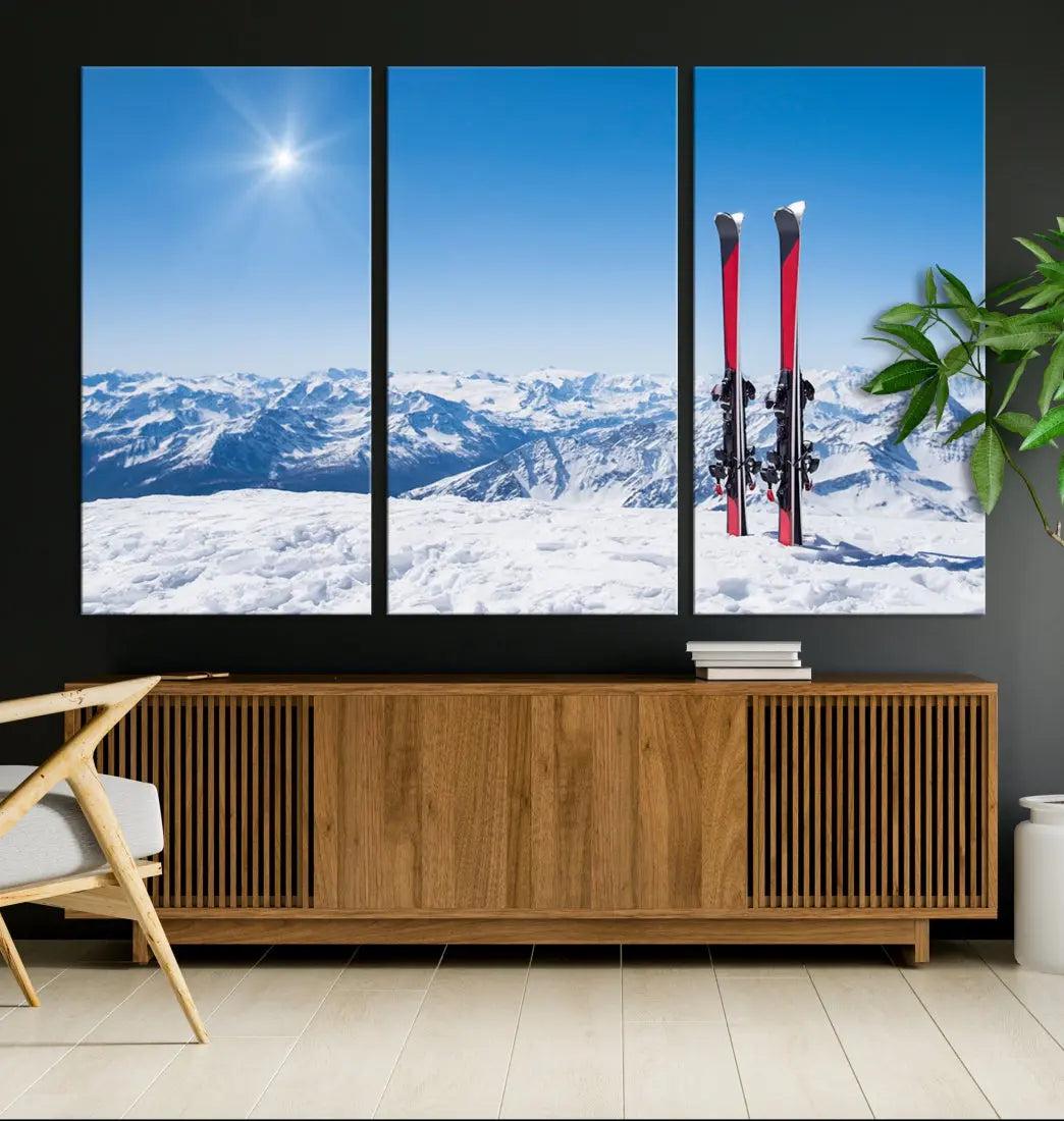 Ski Season Snow Mountain Giclee Canvas Extra Large Wall Art Print