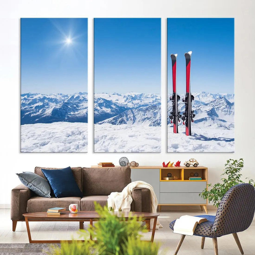 Ski Season Snow Mountain Giclee Canvas Extra Large Wall Art Print