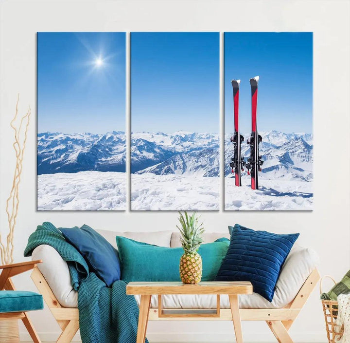 Ski Season Snow Mountain Giclee Canvas Extra Large Wall Art Print