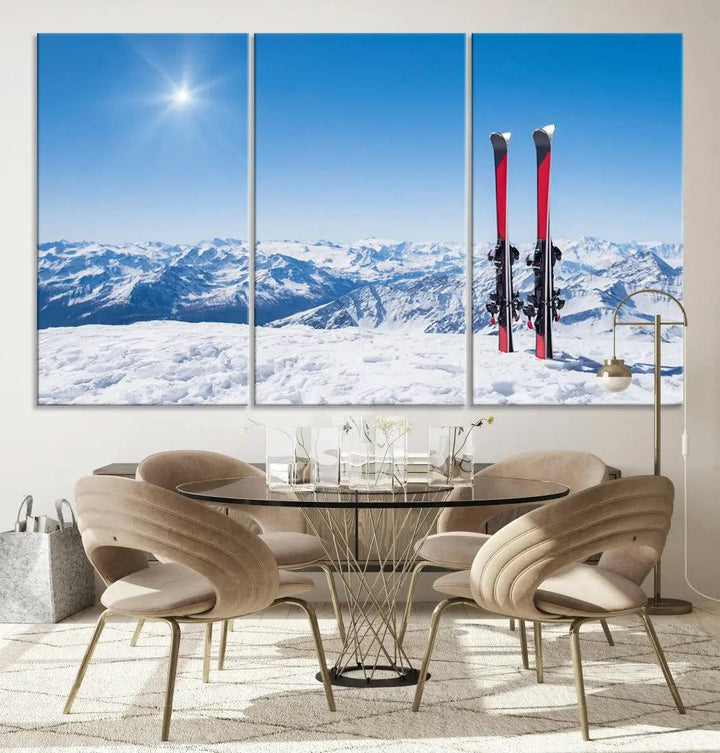 Ski Season Snow Mountain Giclee Canvas Extra Large Wall Art Print