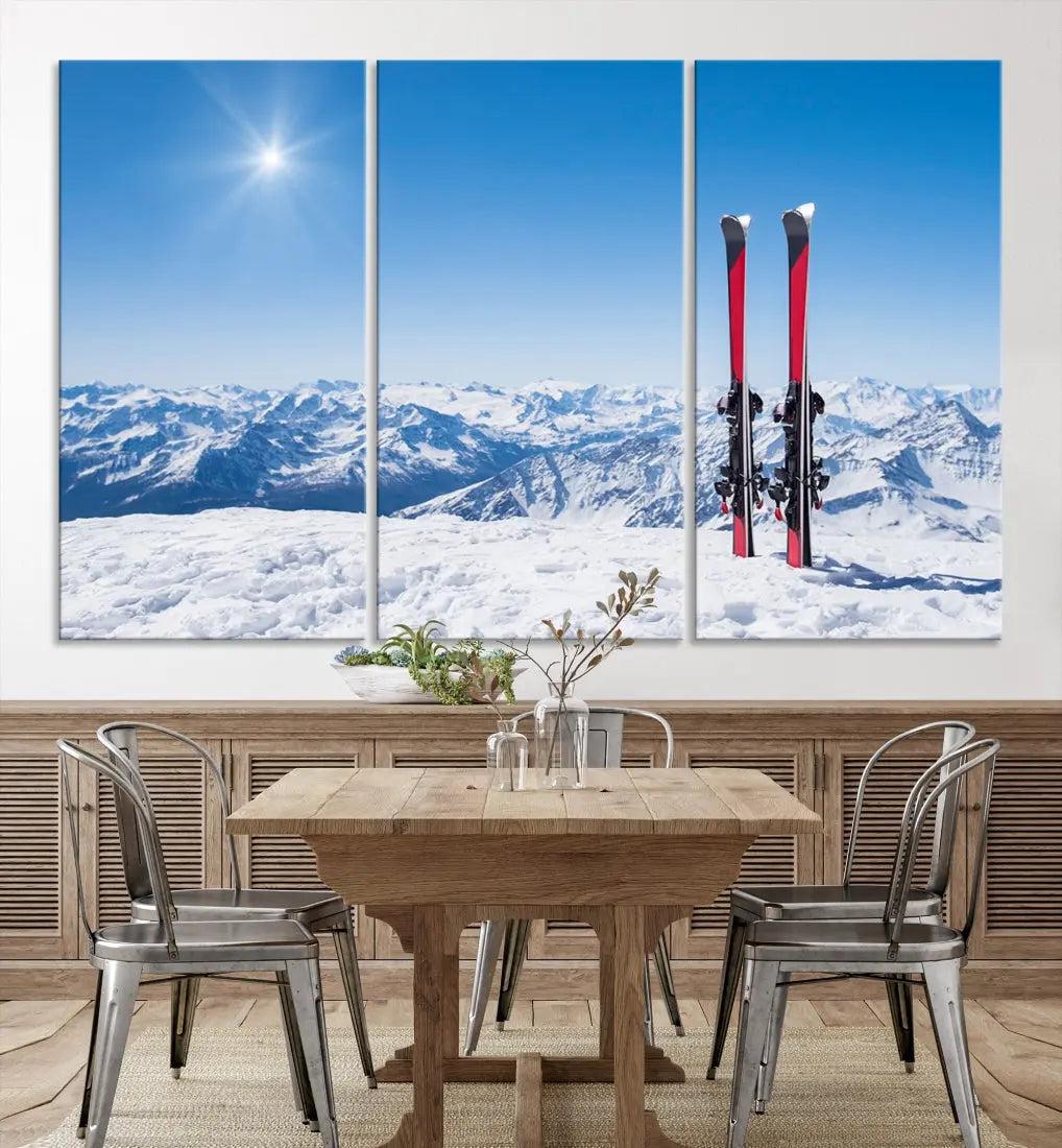 Ski Season Snow Mountain Giclee Canvas Extra Large Wall Art Print