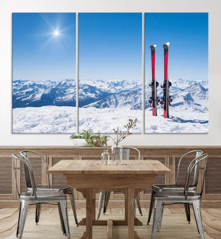 Ski Season Snow Mountain Giclee Canvas Extra Large Wall Art Print