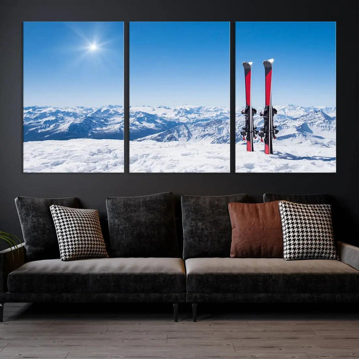 Ski Season Snow Mountain Giclee Canvas Extra Large Wall Art Print