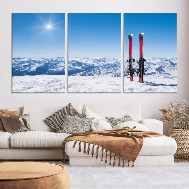 Ski Season Snow Mountain Giclee Canvas Extra Large Wall Art Print