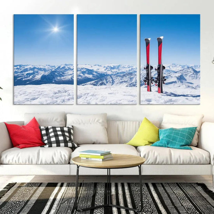 Ski Season Snow Mountain Giclee Canvas Extra Large Wall Art Print