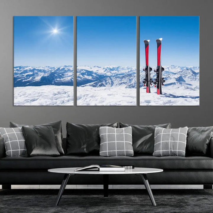 Ski Season Snow Mountain Giclee Canvas Extra Large Wall Art Print