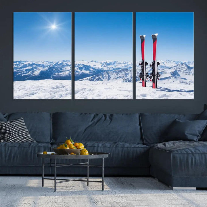 Ski Season Snow Mountain Giclee Canvas Extra Large Wall Art Print