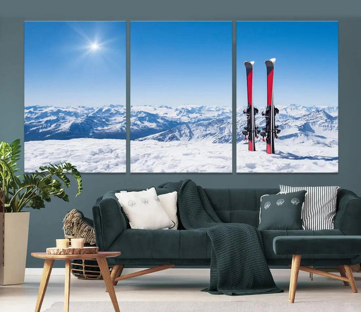 Ski Season Snow Mountain Giclee Canvas Extra Large Wall Art Print