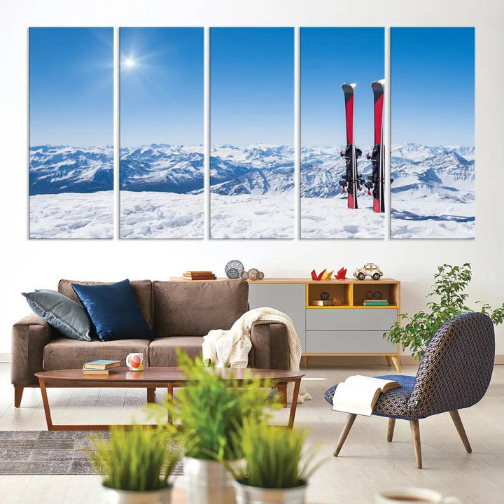 Ski Season Snow Mountain Giclee Canvas Extra Large Wall Art Print