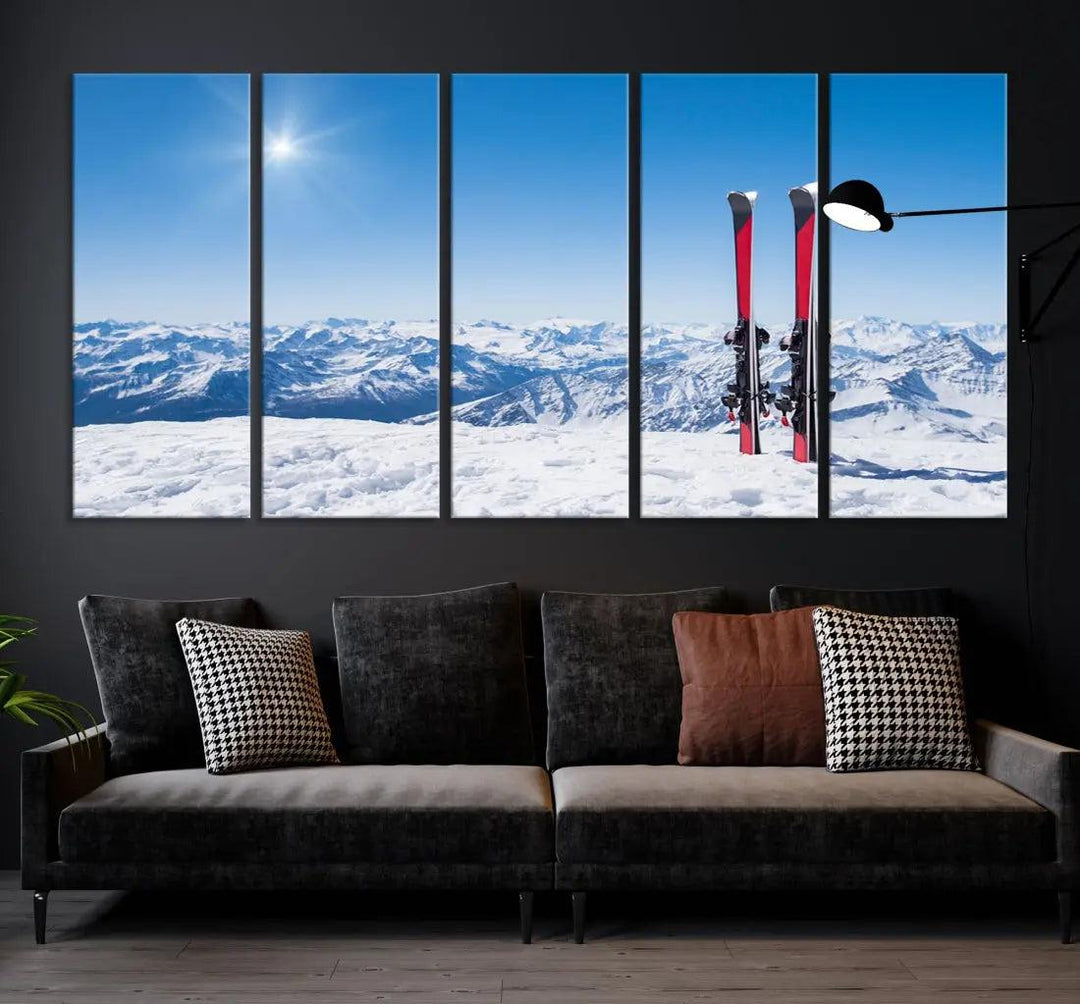 Ski Season Snow Mountain Giclee Canvas Extra Large Wall Art Print