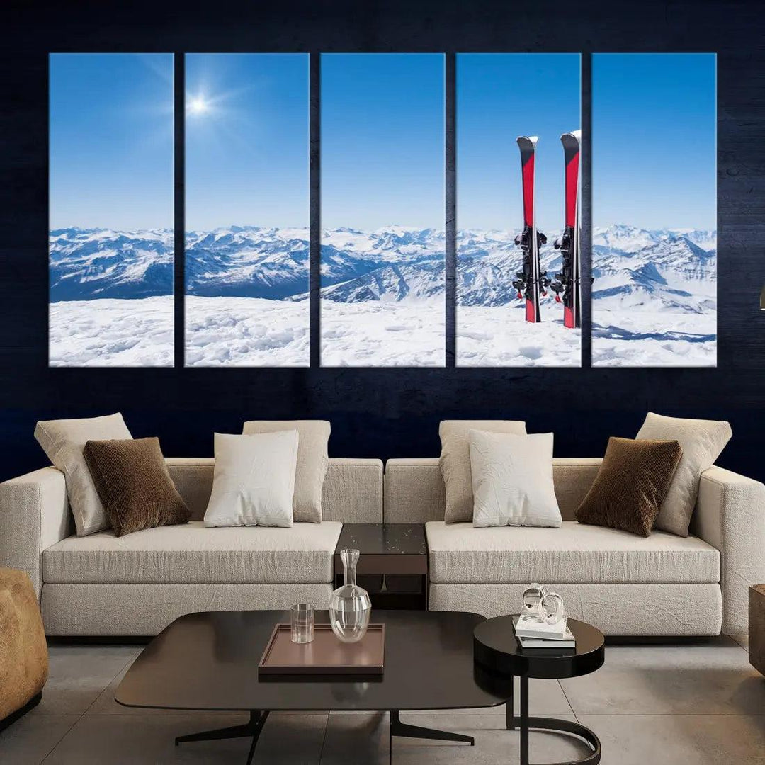 Ski Season Snow Mountain Giclee Canvas Extra Large Wall Art Print