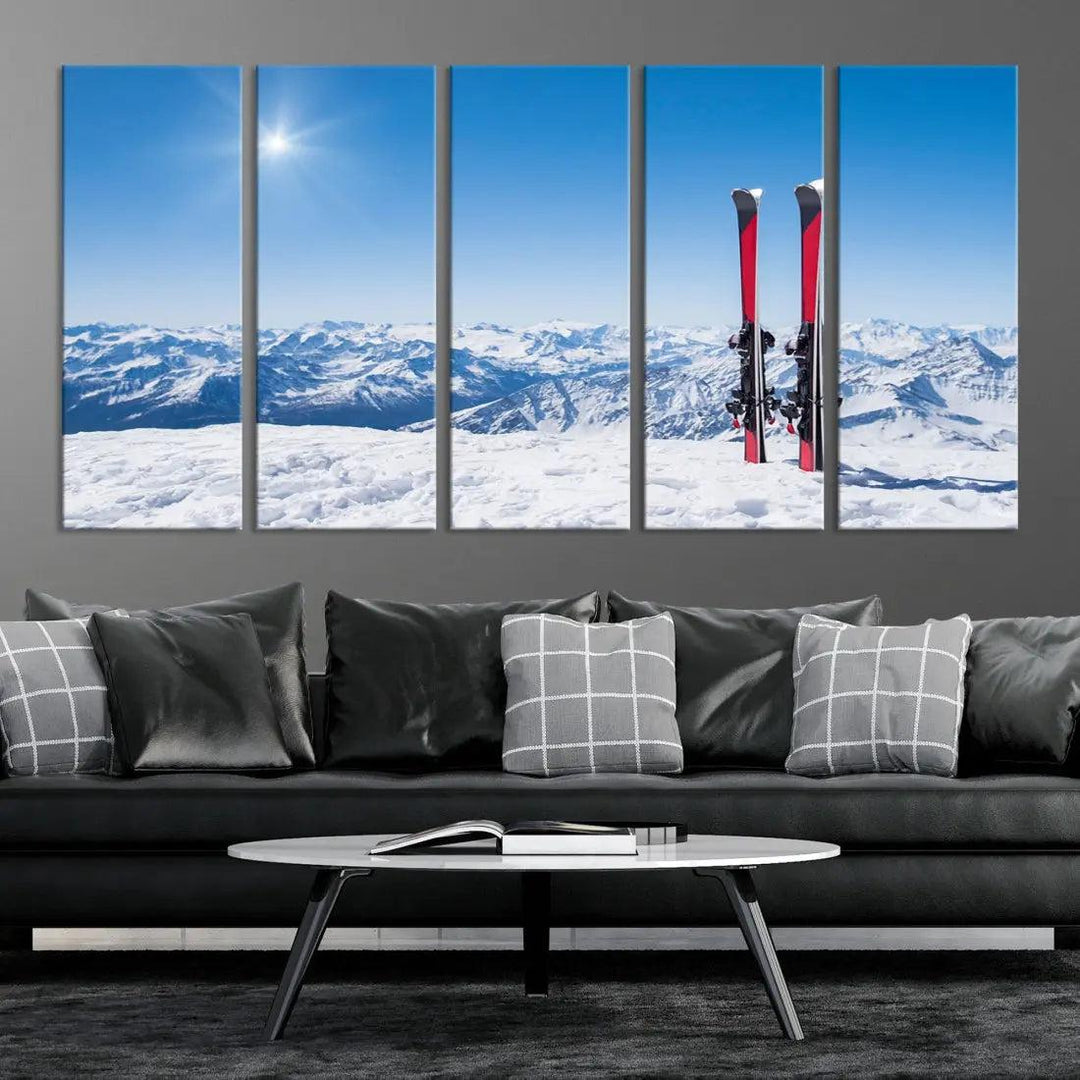 Ski Season Snow Mountain Giclee Canvas Extra Large Wall Art Print